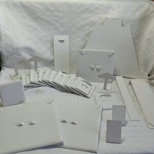 Set of white velvet displays for necklaces and earrings, some need glue